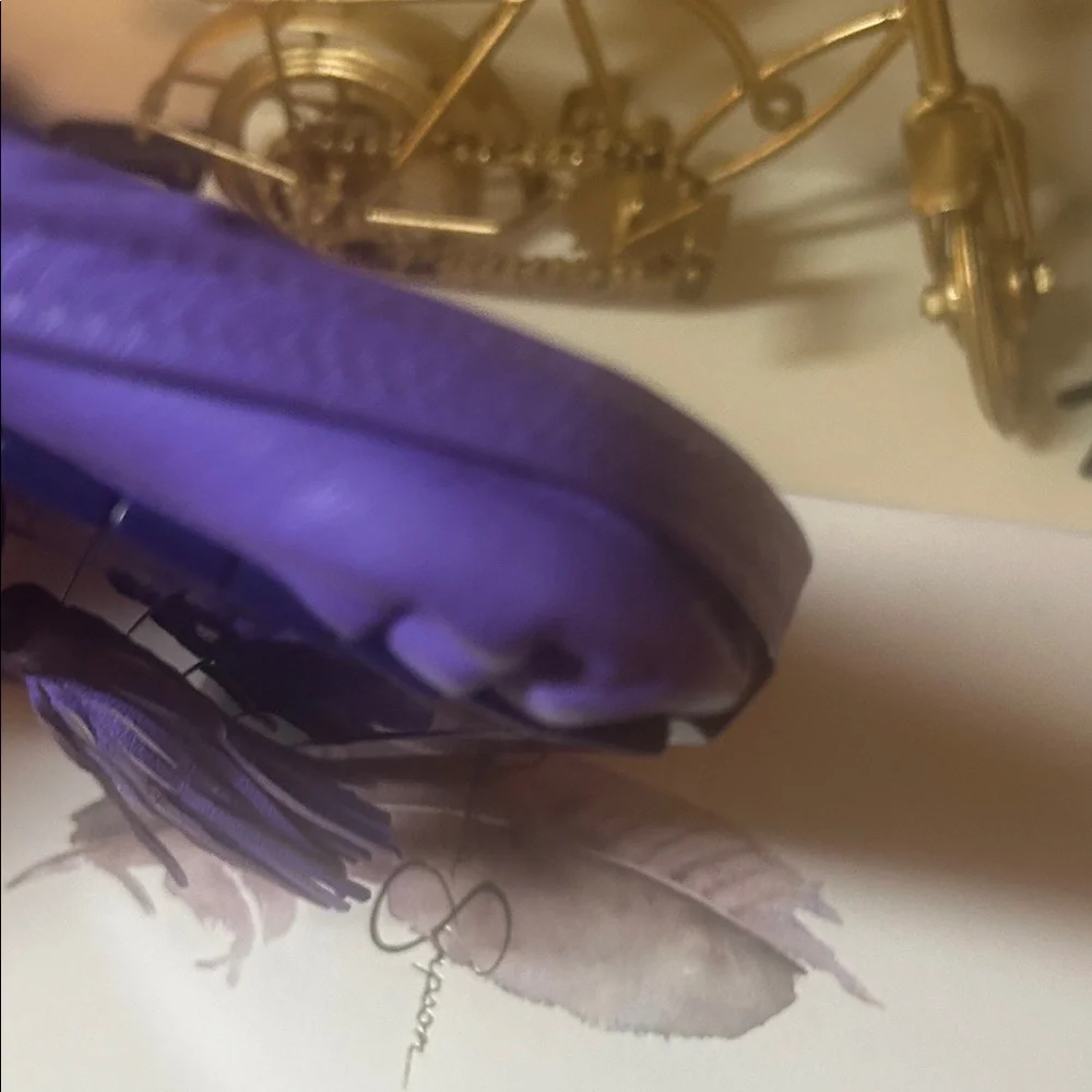 Vintage Italian leather Purple Tassel Women's Bag - Picture 3 of 10